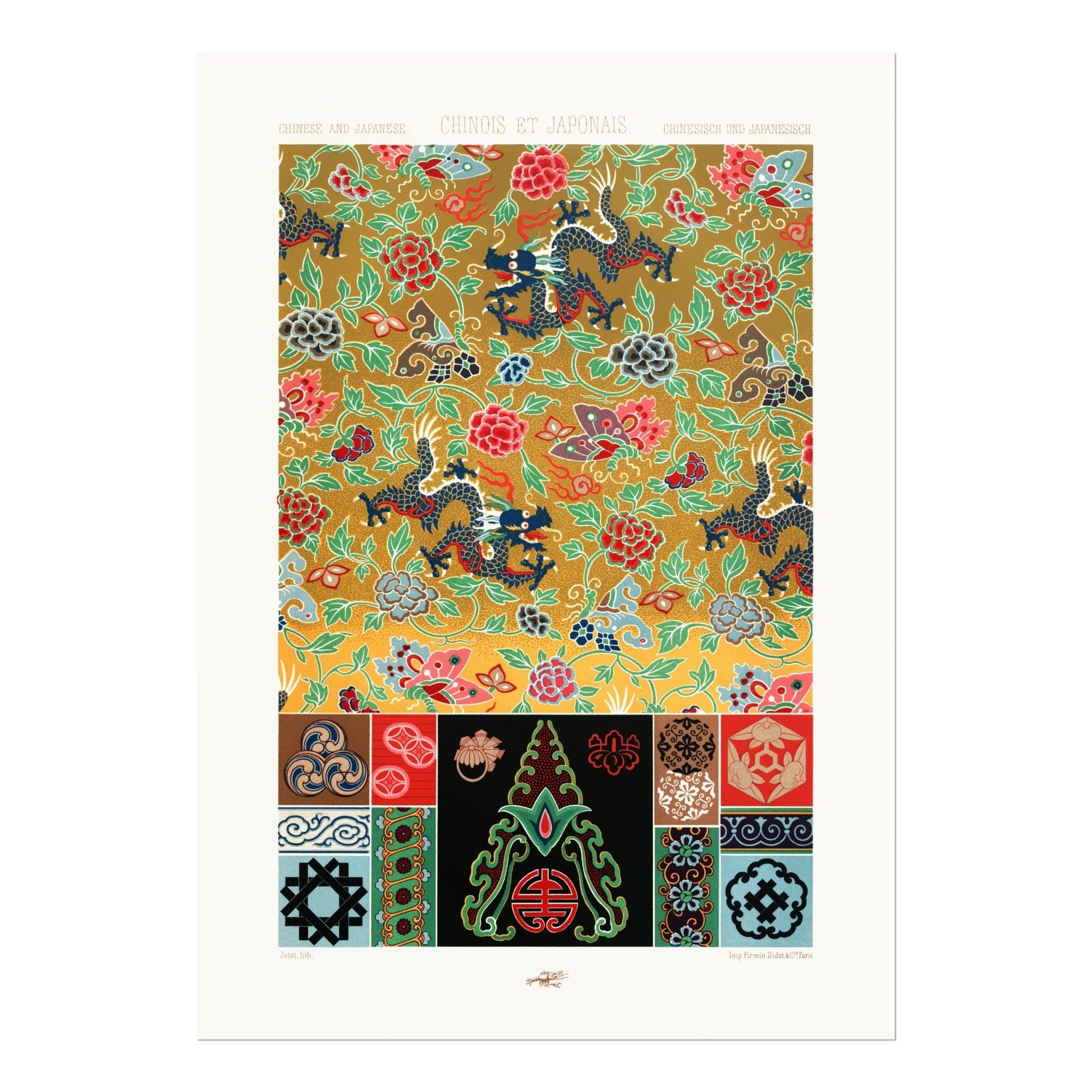 ALBERT RACINET - Chinese & Japanese Pattern from 'L'ornement Polychrome' - Pathos Studio - Art Prints