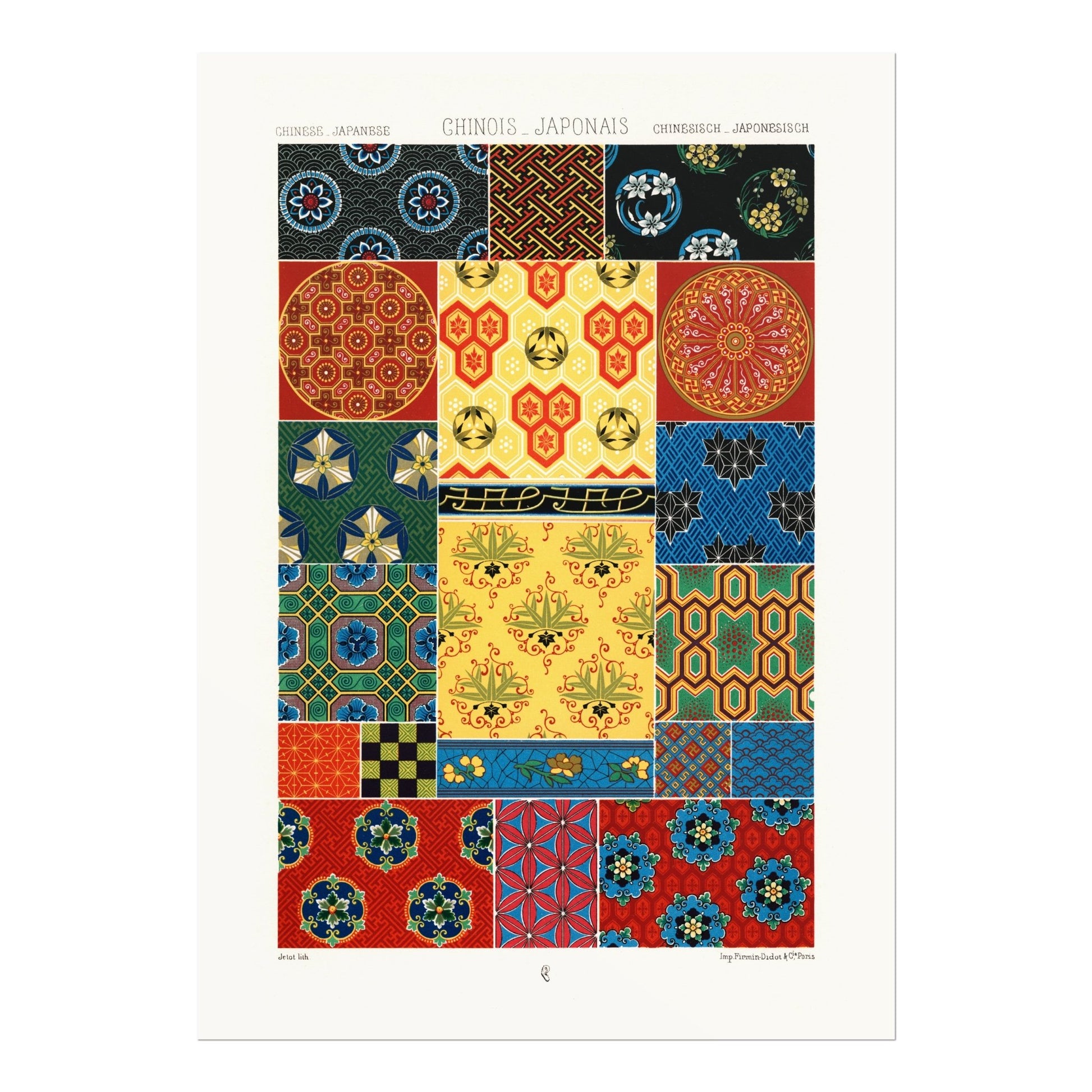 ALBERT RACINET - Chinese & Japanese Pattern from 'L'ornement Polychrome' - Pathos Studio - Art Prints