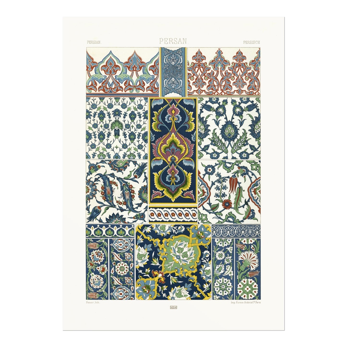 ALBERT RACINET - Persian Pattern from 'L'ornement Polychrome' - Pathos Studio - Art Prints