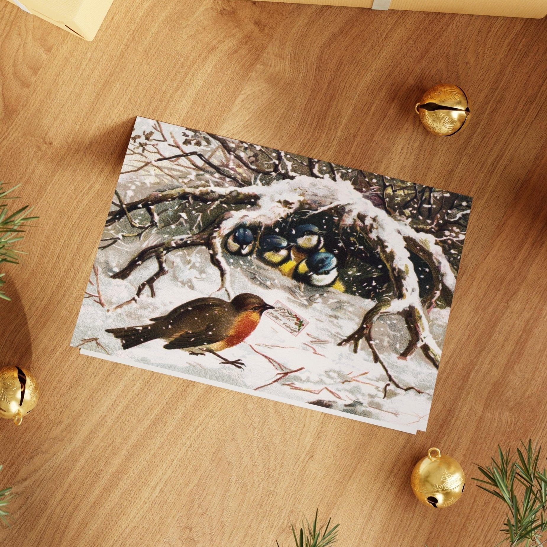 Christmas Greetings Cards: Birds In Snow - Pathos Studio - Greetings Cards