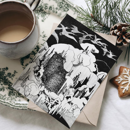 Christmas Greetings Cards: Two Owls - Pathos Studio - Greetings Cards