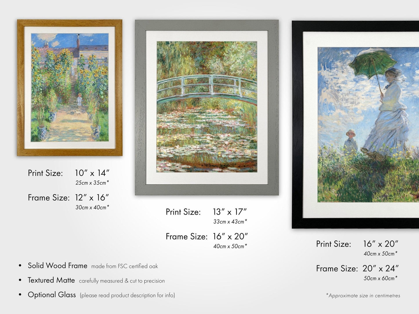 CLAUDE MONET - Set mit 3 berühmten Drucken