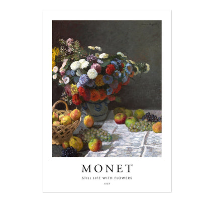 CLAUDE MONET - Nature morte aux fleurs (style affiche)