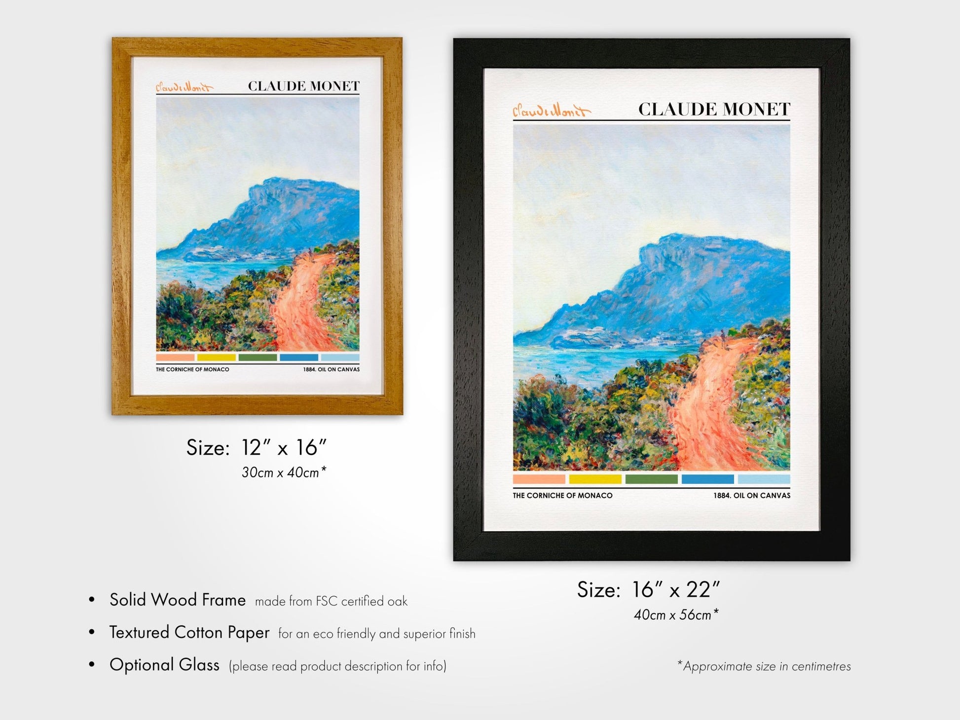 CLAUDE MONET - The Corniche Of Monaco (Color Palette Print) - Pathos Studio - Art Prints