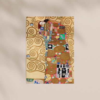 The image is a vibrant and colorful abstract painting featuring a variety of shapes, patterns, and textures in shades of gold, blue, red, and black.