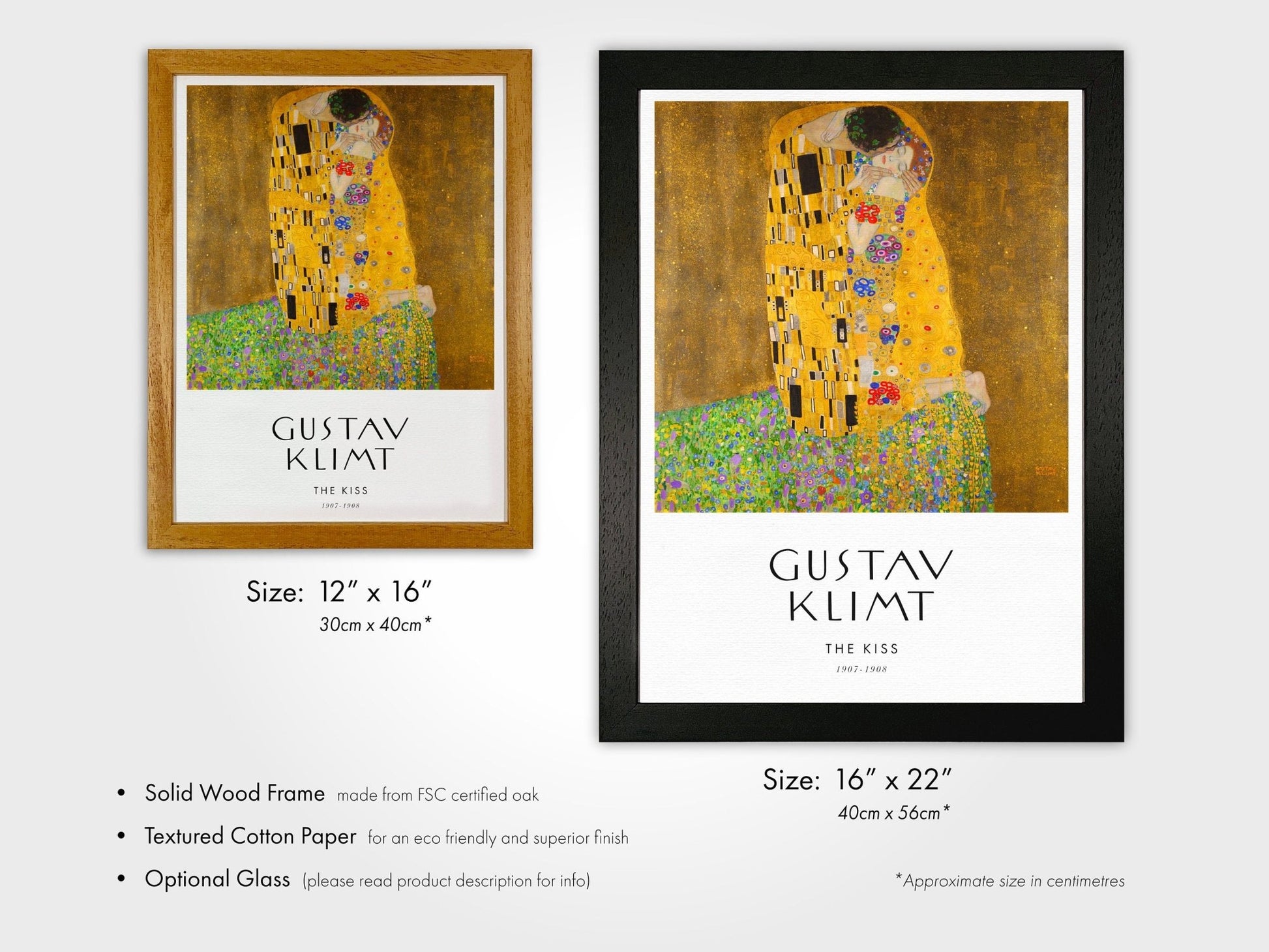 Gustav Klimt - Set Of 3 Gold Portrait Posters - Pathos Studio - Art Print Sets