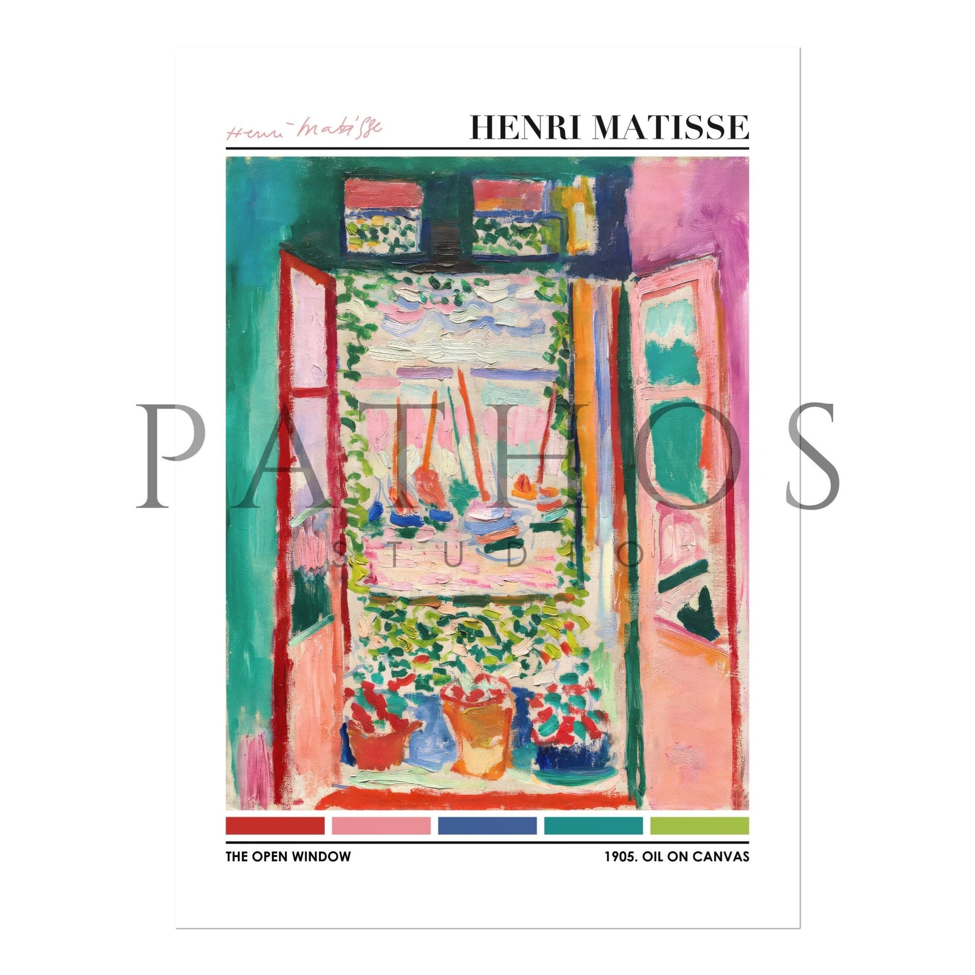 HENRI MATISSE - Open Window (Color Palette Poster) - Pathos Studio - Art Prints