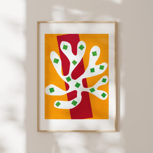 Henri Matisse - White Alga on Orange and Red Background | Art Prints | Pathos Studio