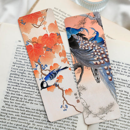 Japanese Bookmarks: Two Peacocks / Great Tit by Ohara Koson - Pathos Studio - Bookmarks