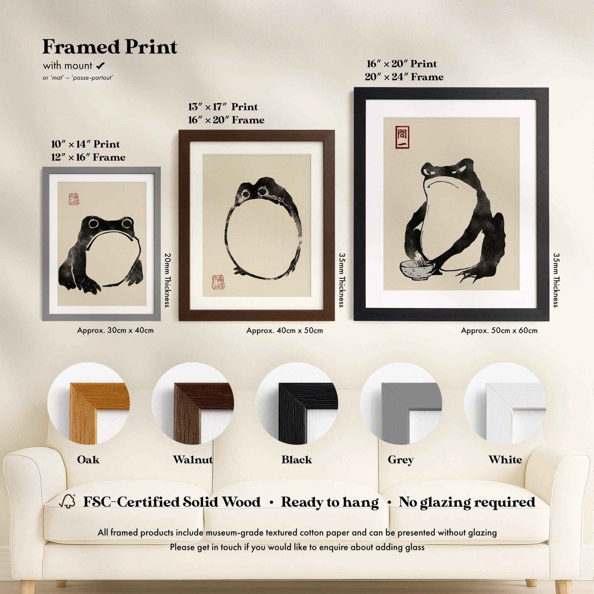Matsumoto Hoji - Set of 3 Japanese Frog Prints | Art Print Sets | Pathos Studio