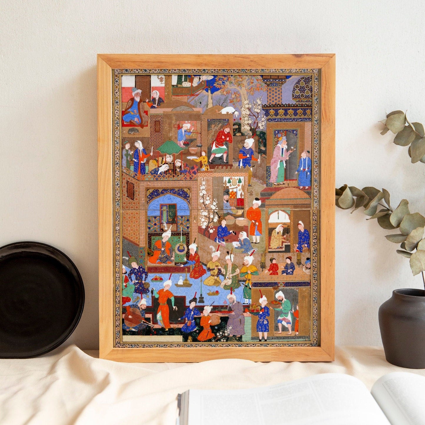 Nighttime In A City (Traditional Persian Miniature Art) - Pathos Studio - Art Prints