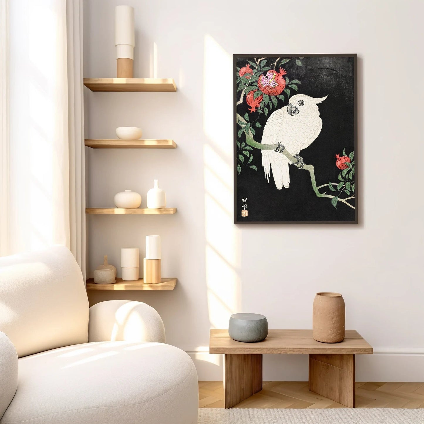 OHARA KOSON - Cockatoo and Pomegranate - Pathos Studio - Art Prints