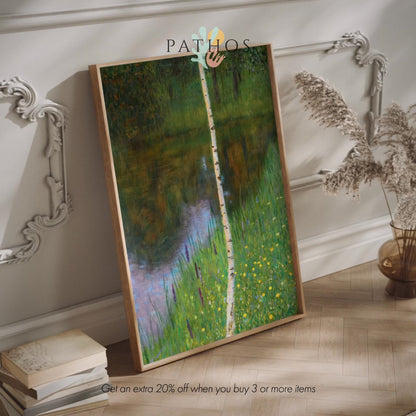 Bord de lac avec bouleaux