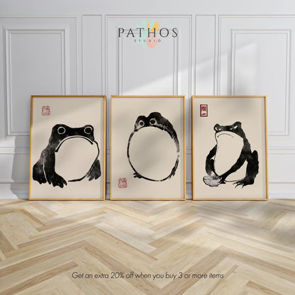 Set of 3 Japanese Frog Prints