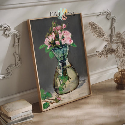 Moss Roses in a Vase