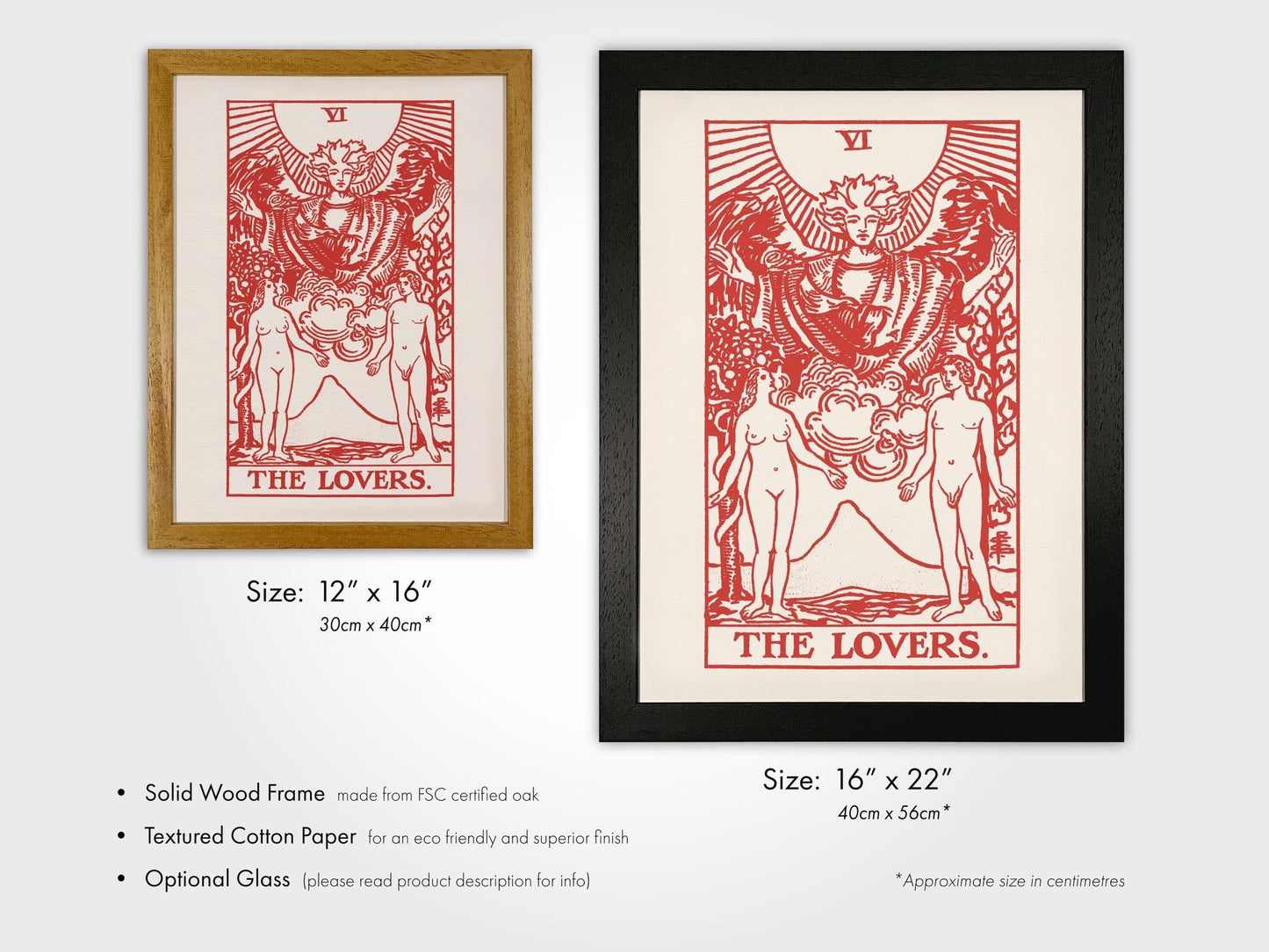 Set of 3 Tarot Prints: Emperor, Lovers & Empress (Red) - Pathos Studio - Art Print Sets