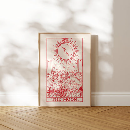 Set of 3 Tarot Prints: The Sun, Moon & Star (Red) - Pathos Studio - Art Print Sets