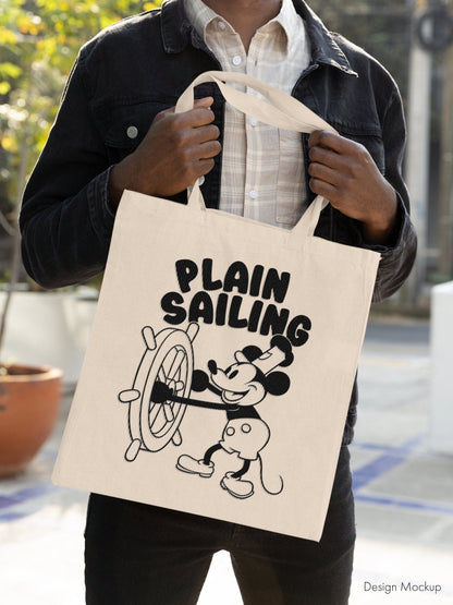 STEAMBOAT WILLIE - Plain Sailing Tote Bag - Pathos Studio - Tote Bags