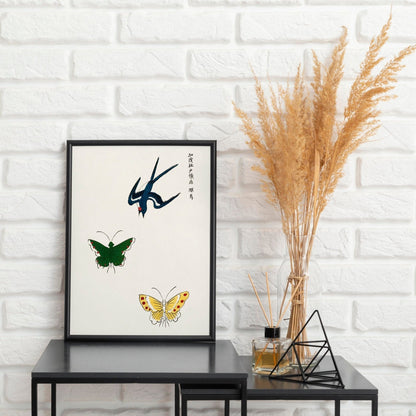 TAGUCHI TAMOKI - Swallow and Butterflies (Giclée Art Print) - Pathos Studio - Marketplace Listings