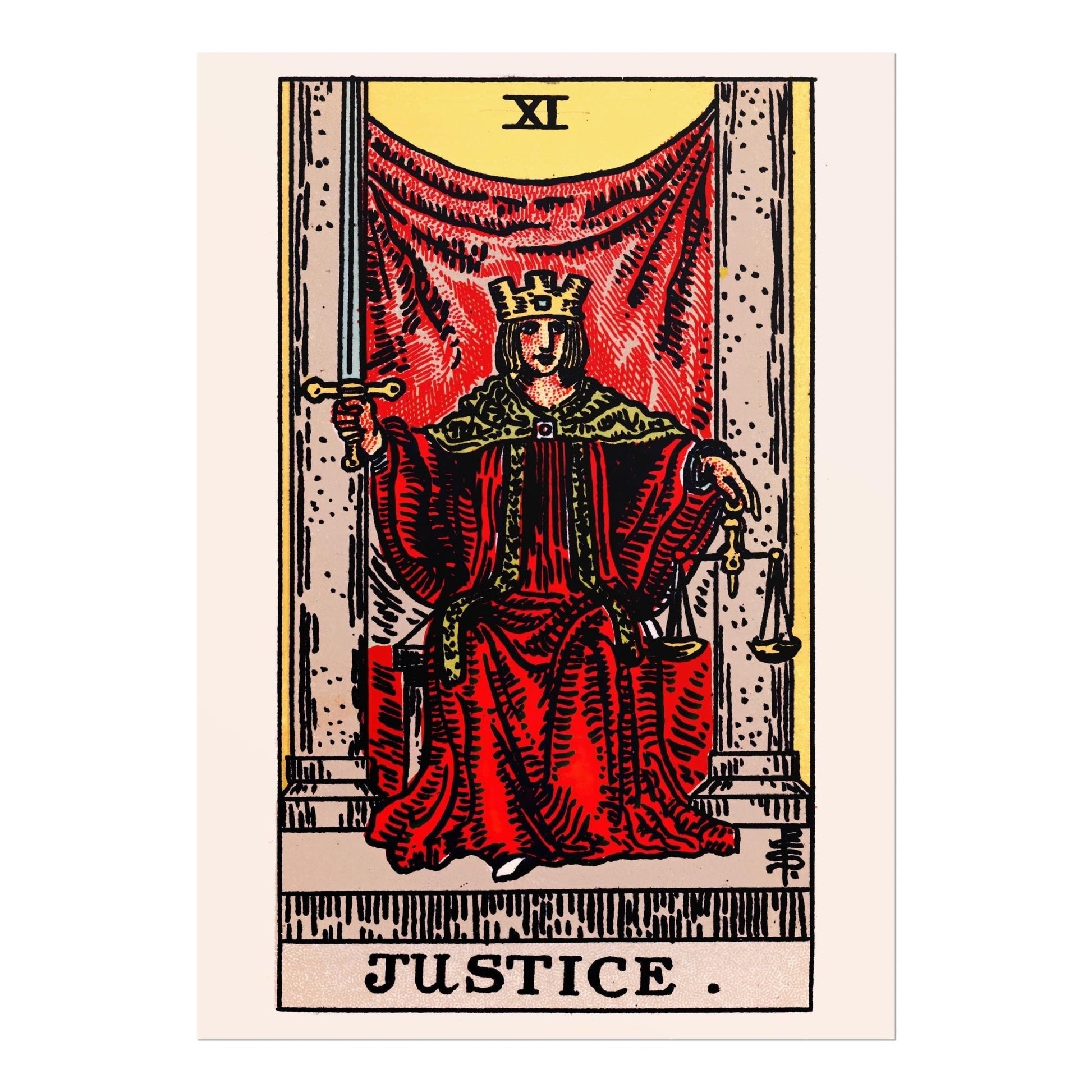 Tarot Card Print: XI Justice (Giclée Art Print) - Pathos Studio - Marketplace Listings