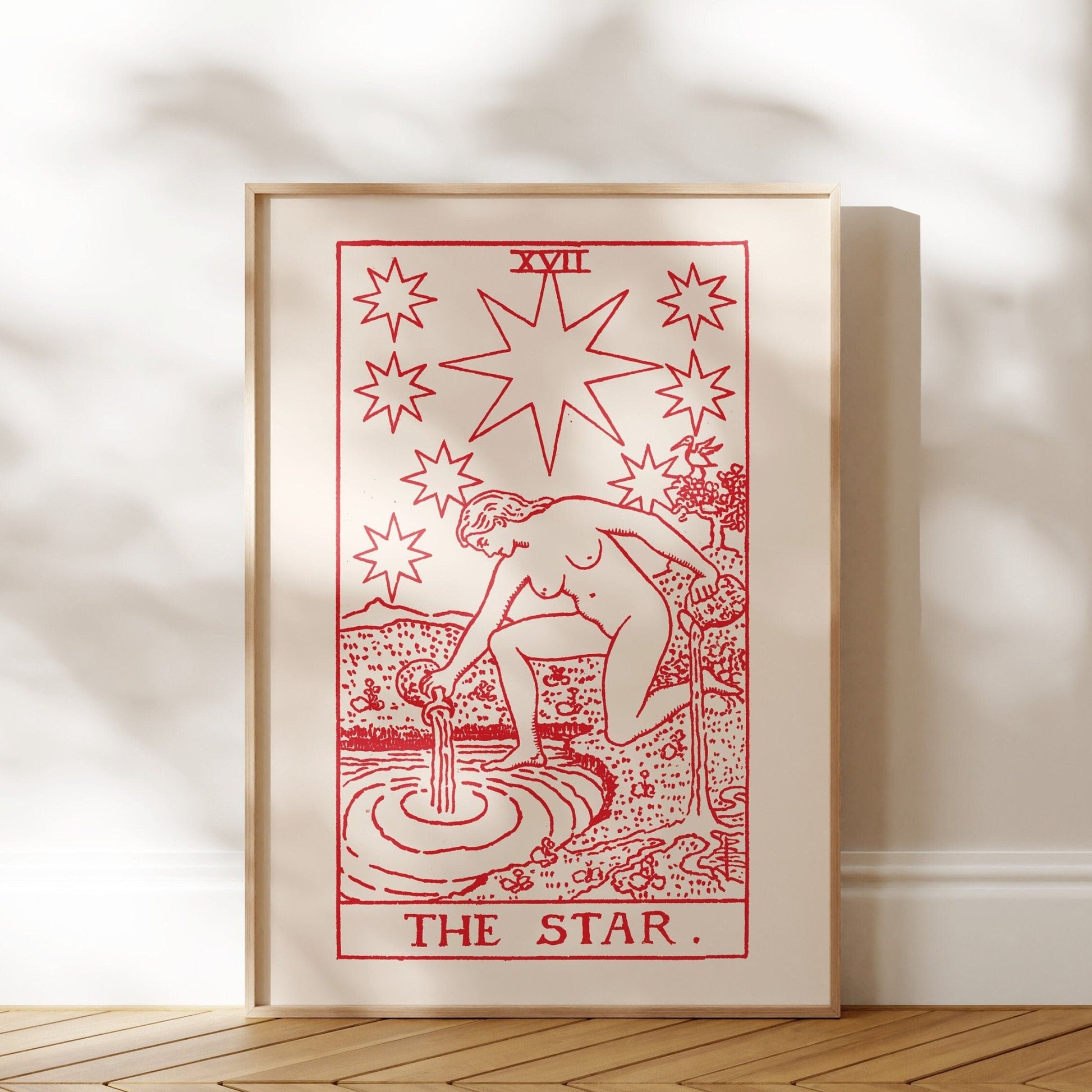 Tarot Card Print: XVII The Star (Red) - Pathos Studio - Art Prints