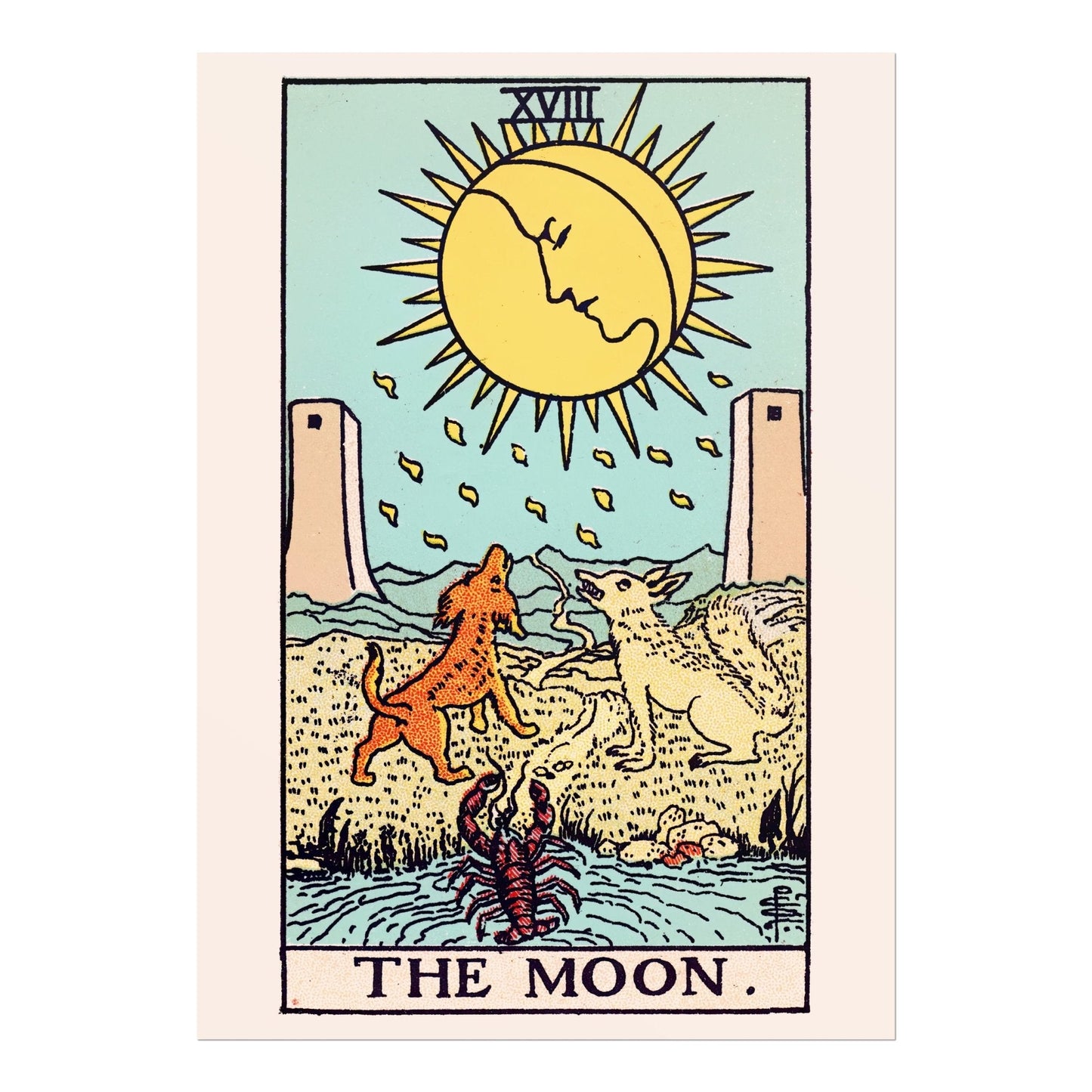 Tarot Card Print: XVIII The Moon (Giclée Art Print) - Pathos Studio - Marketplace Listings