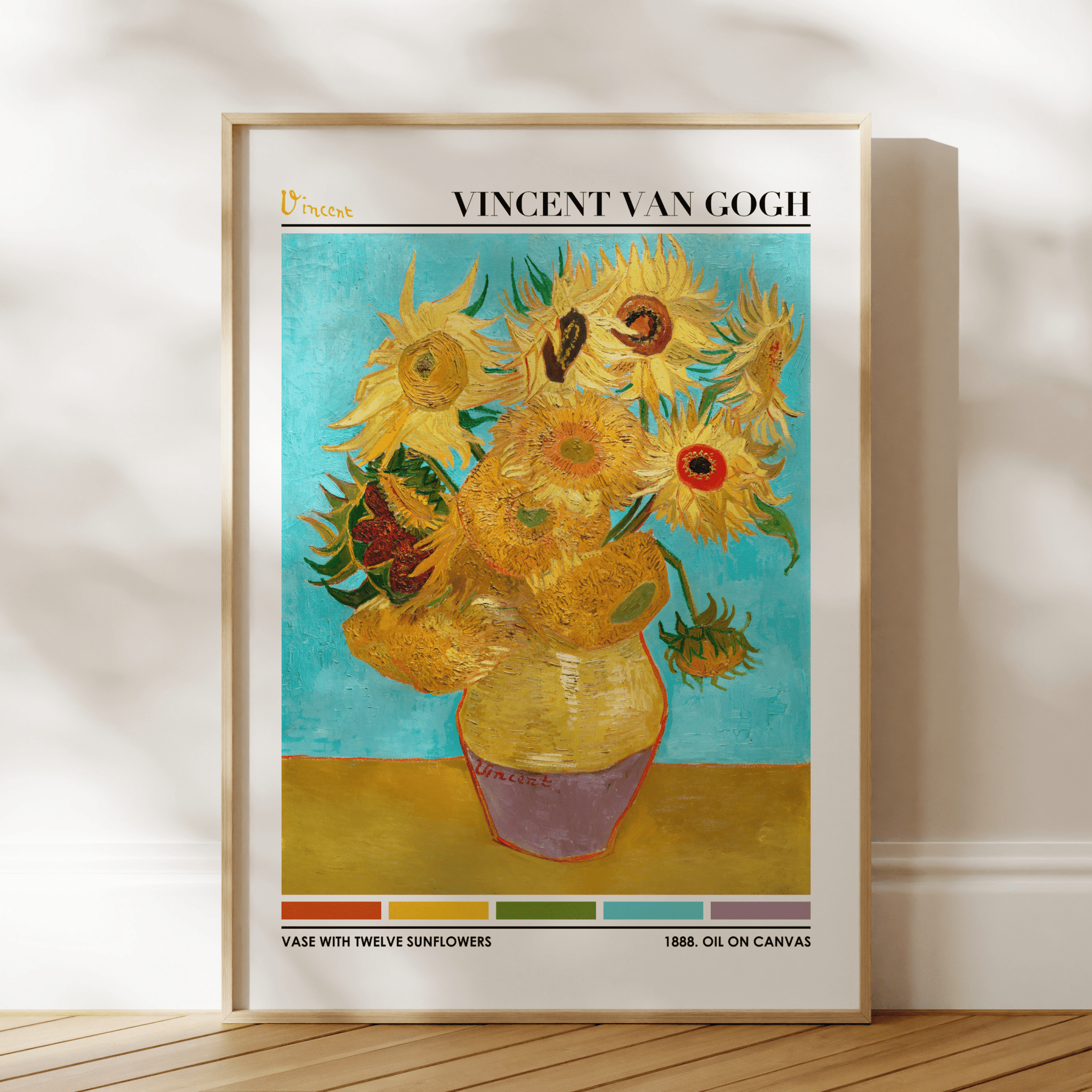 VINCENT VAN GOGH - Vase with Twelve Sunflowers (Color Palette Print) - Pathos Studio - Art Prints