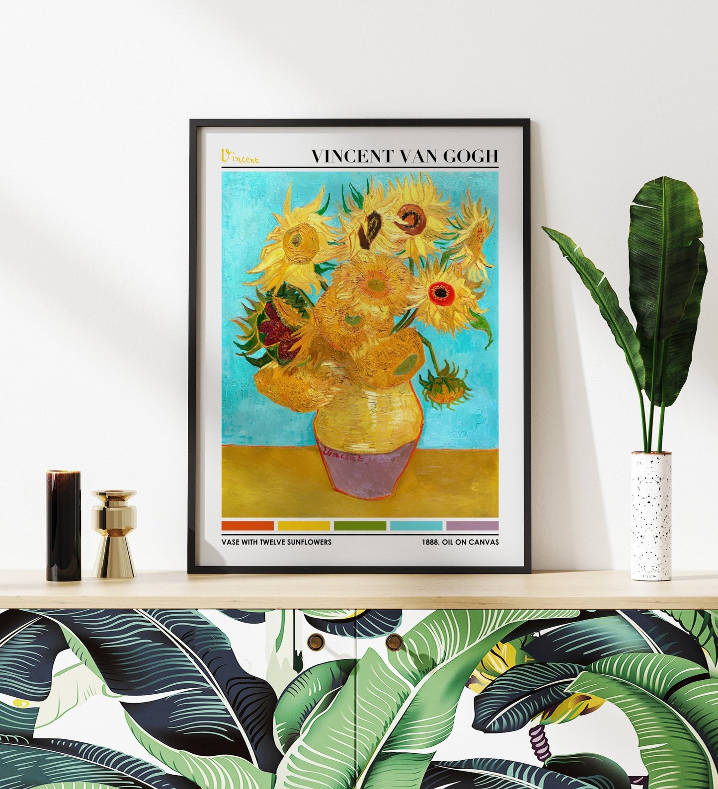 VINCENT VAN GOGH - Vase with Twelve Sunflowers (Color Palette Print) - Pathos Studio - Art Prints