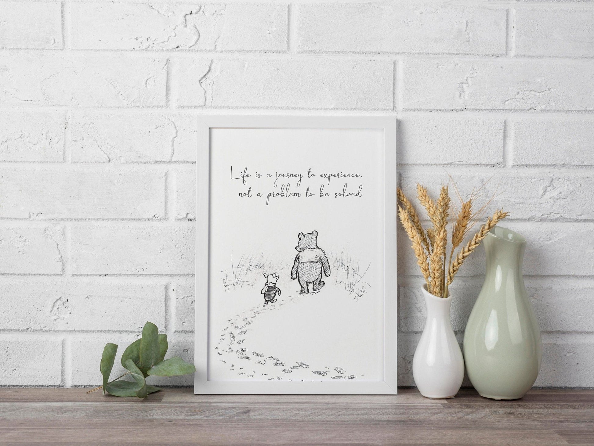 WINNIE THE POOH - 'Life Is A Journey' Inspirational Quote - Pathos Studio - Art Prints