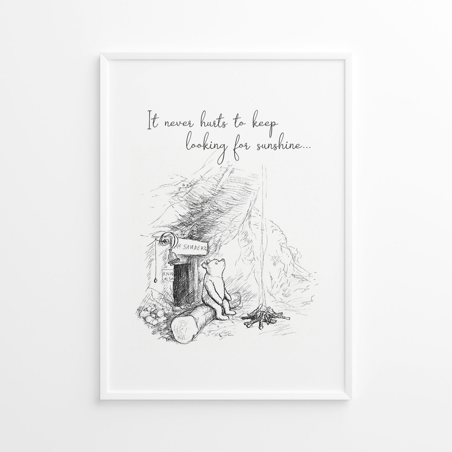 WINNIE THE POOH - 'Looking For Sunshine' Inspirational Quote - Pathos Studio - Art Prints