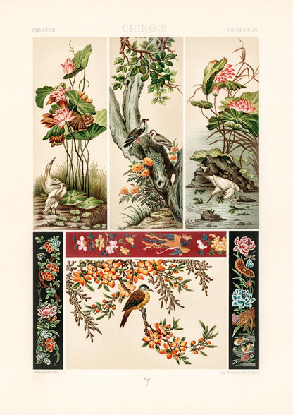 ALBERT RACINET - Chinese Pattern Lithograph from 'L'ornement Polychrome'