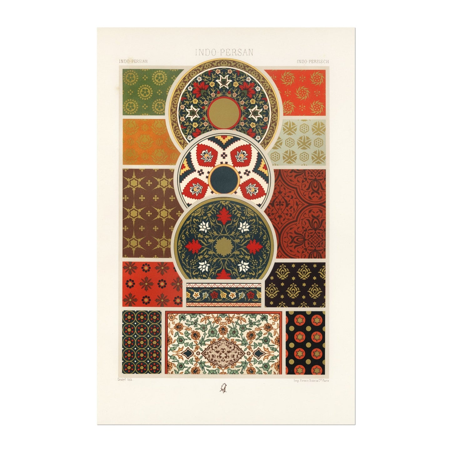 ALBERT RACINET - Indo Persian Pattern Lithograph from 'L'ornement Polychrome' 3 (Giclée art print) - Pathos Studio - Art Prints