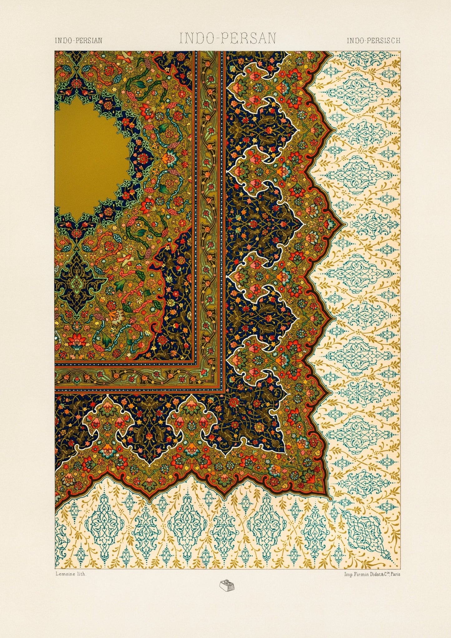 ALBERT RACINET - Lithographie à motif indo-persan de 'L'ornement Polychrome'
