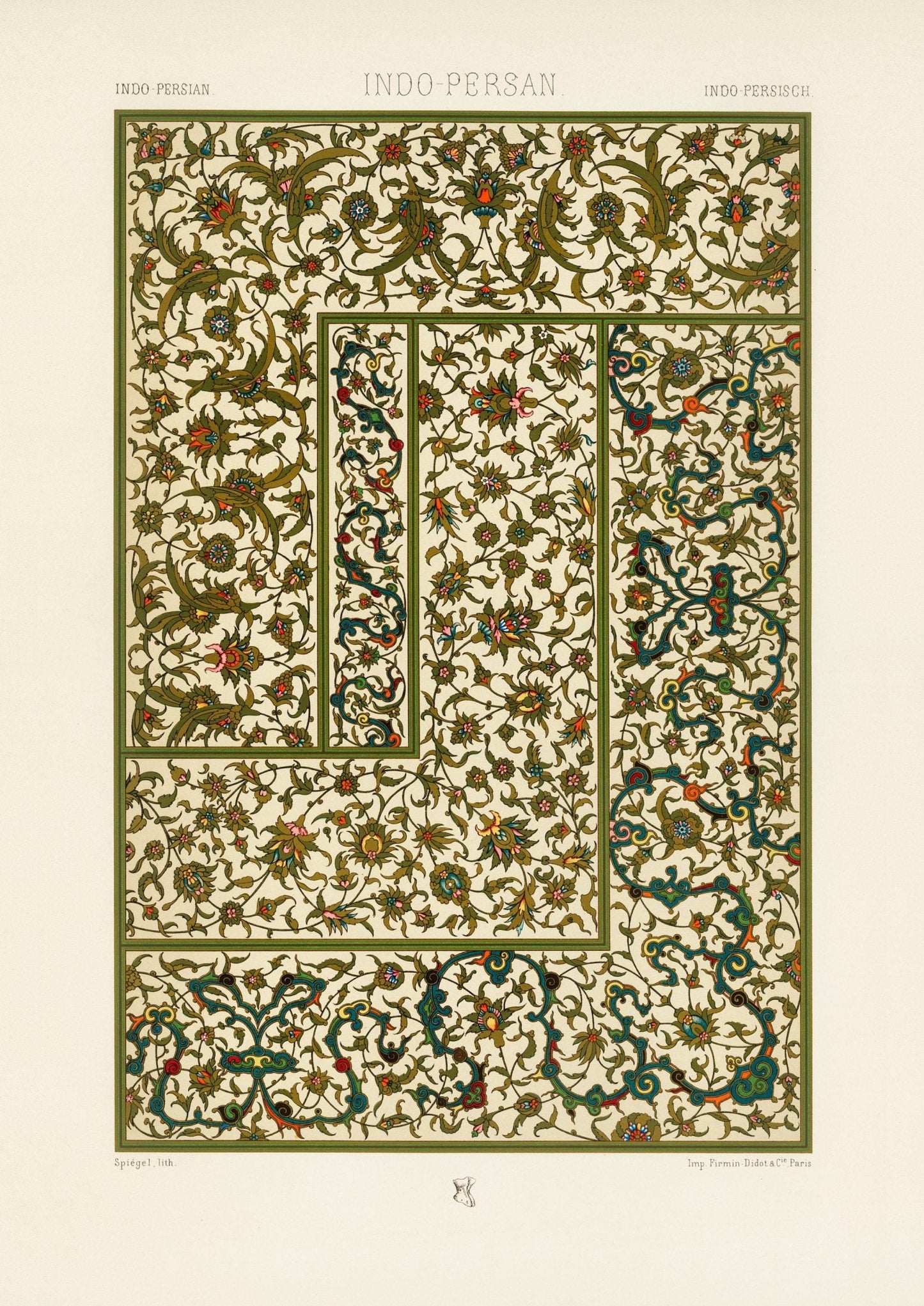 ALBERT RACINET - Indo Persian Pattern Lithograph from 'L'ornement Polychrome'