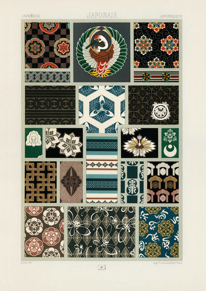 ALBERT RACINET - Japanese Pattern Lithograph from 'L'ornement Polychrome'