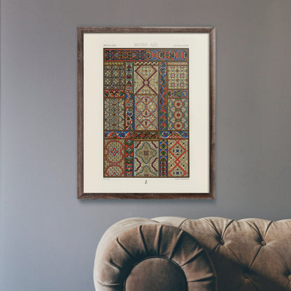 ALBERT RACINET - Middle Ages Pattern Lithograph from 'L'ornement Polychrome'