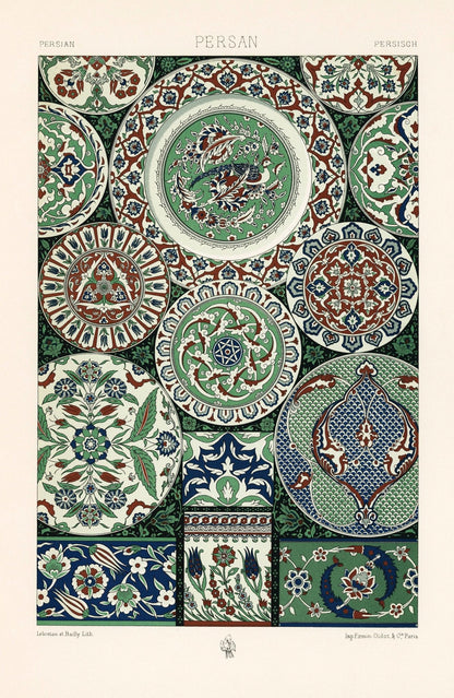 ALBERT RACINET - Persian Pattern Lithograph from 'L'ornement Polychrome'