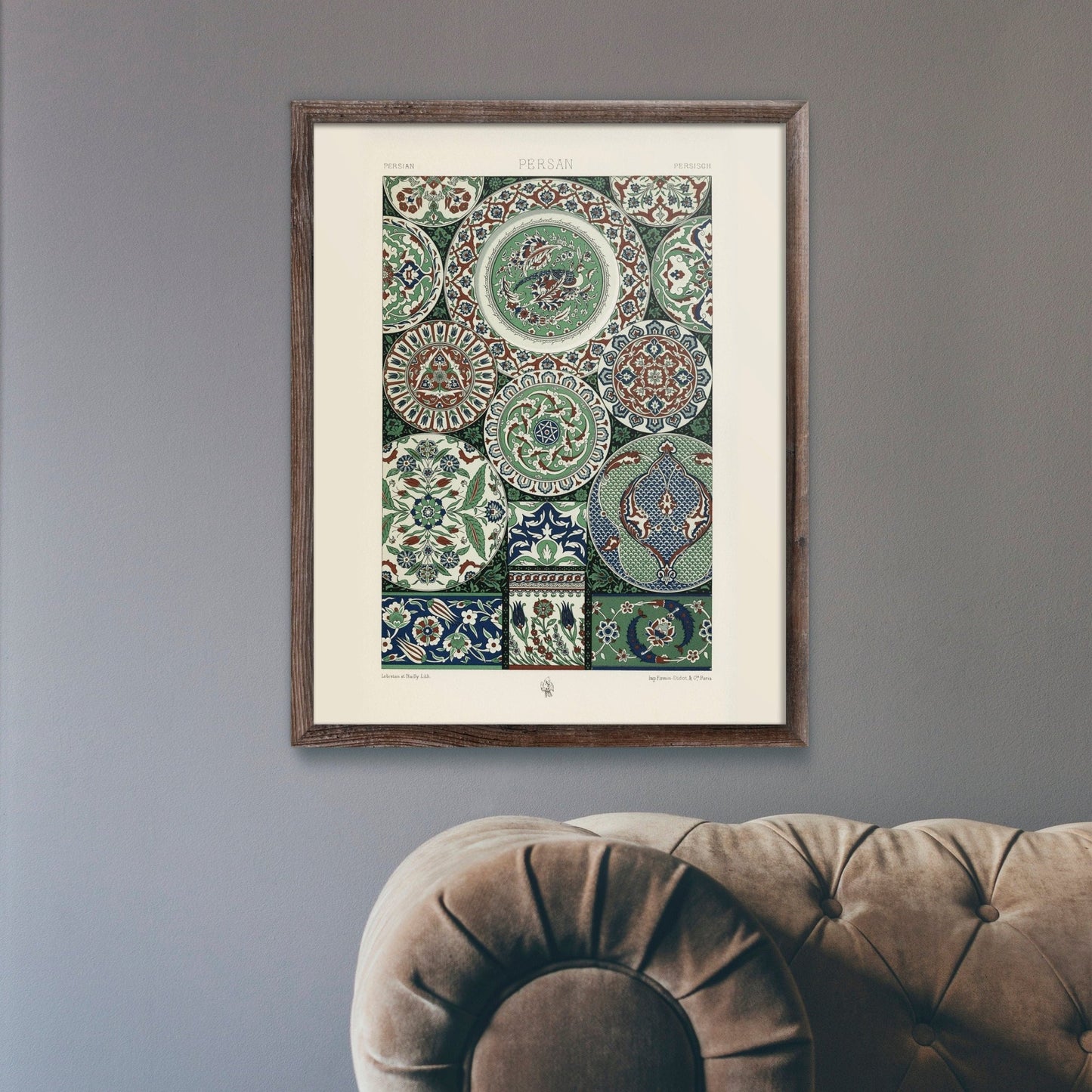 ALBERT RACINET - Persian Pattern Lithograph from 'L'ornement Polychrome' 3 (Giclée art print) - Pathos Studio - Art Prints