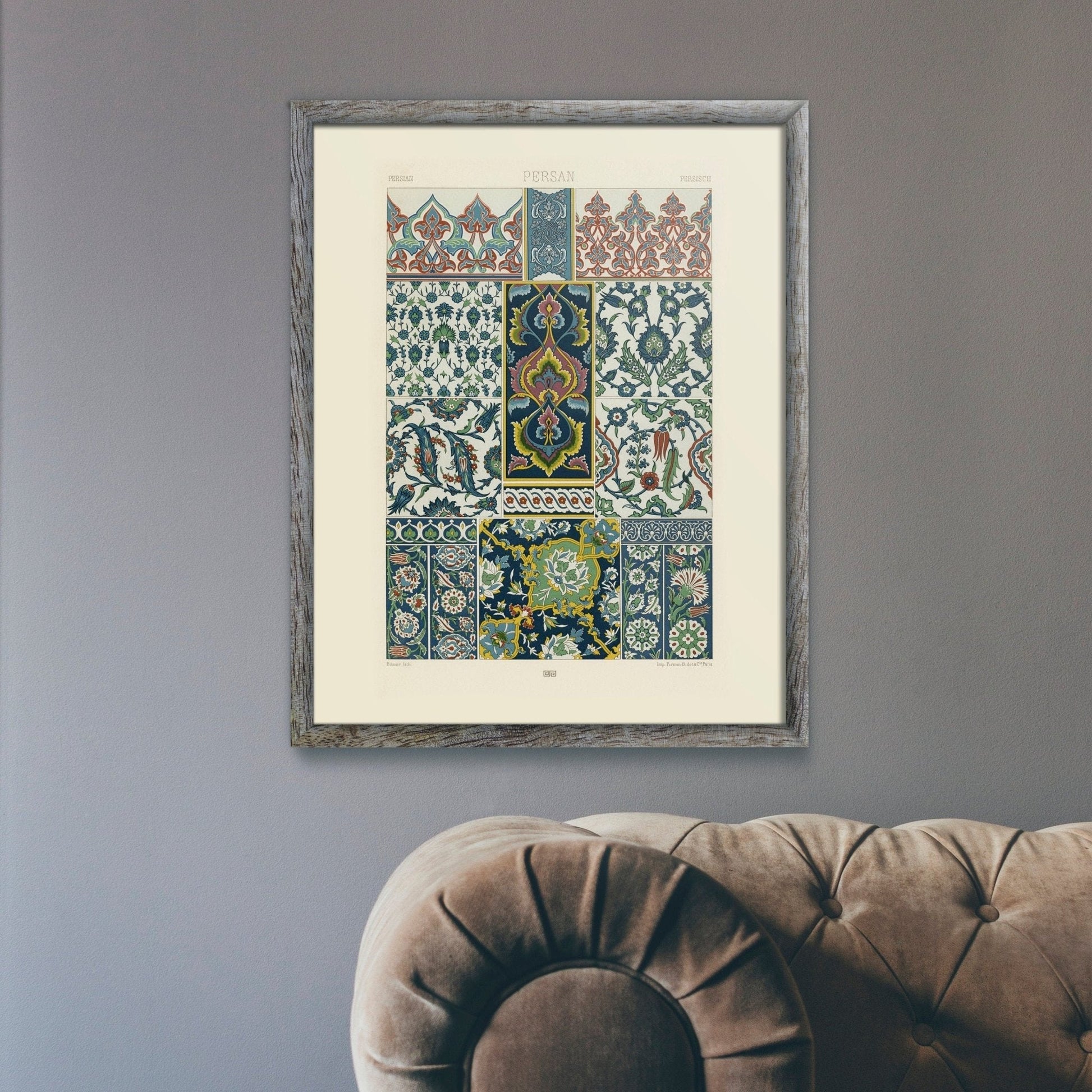 ALBERT RACINET - Persian Pattern Lithograph from 'L'ornement Polychrome' 6 (Giclée art print) - Pathos Studio - Art Prints