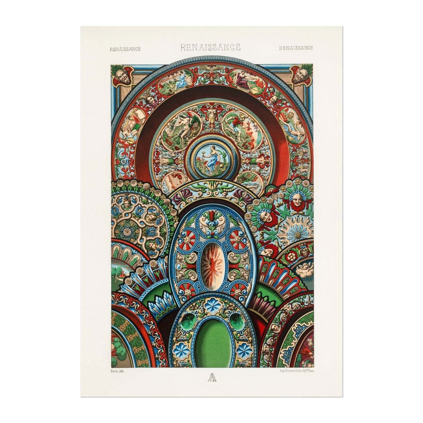 ALBERT RACINET - Renaissance Pattern Lithograph from 'L'ornement Polychrome' 4 (Giclée Art Print) - Pathos Studio - Art Prints