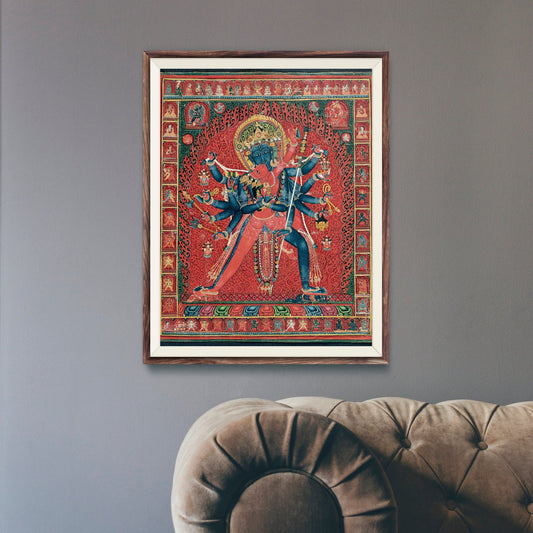 Chakrasamvara et Consort Vajravarahi (Peinture traditionnelle tibétaine Thangka / Art bouddhiste)