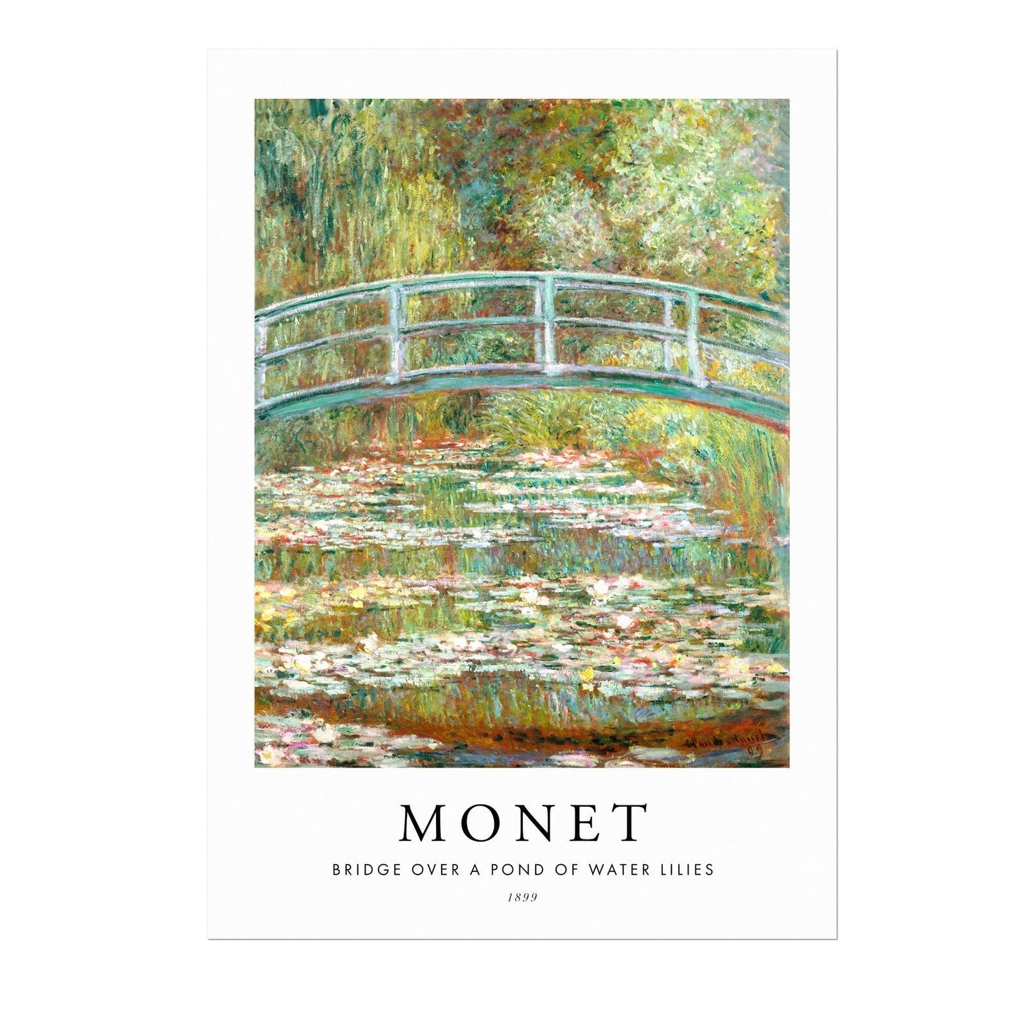 CLAUDE MONET - Bridge Over A Pond Of Water Lilies (Poster Style)