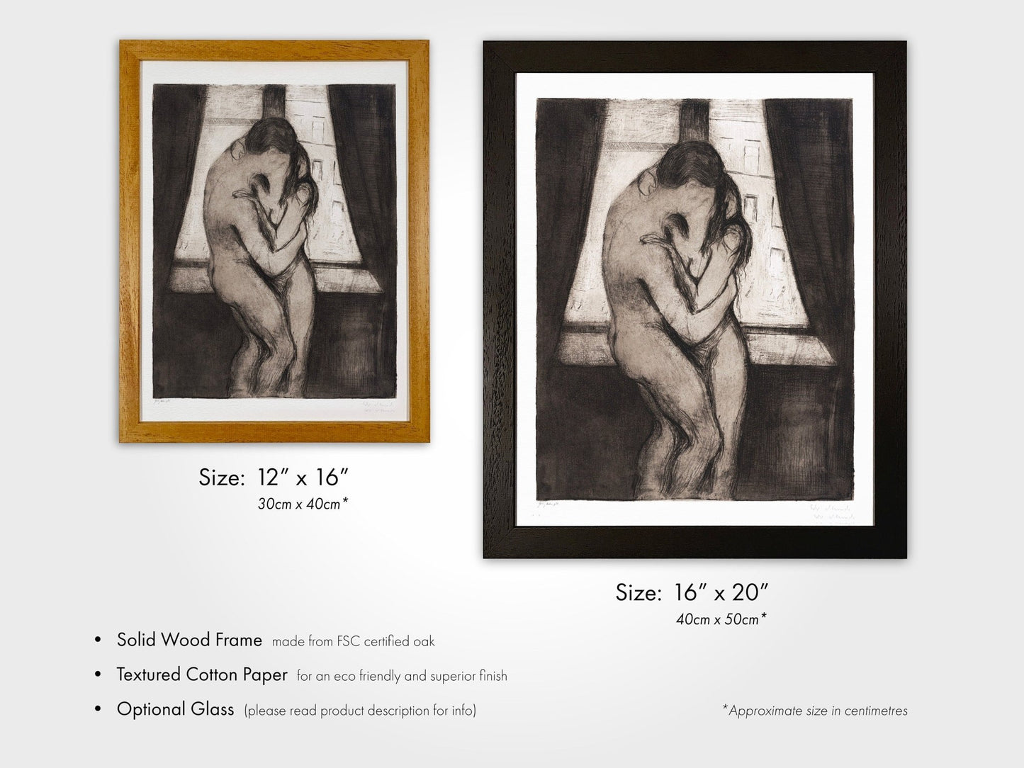 EDVARD MUNCH - The Kiss (Hi-Res Expressionist Giclée Modern Sketch Art Print) also available Framed - Pathos Studio - Art Prints
