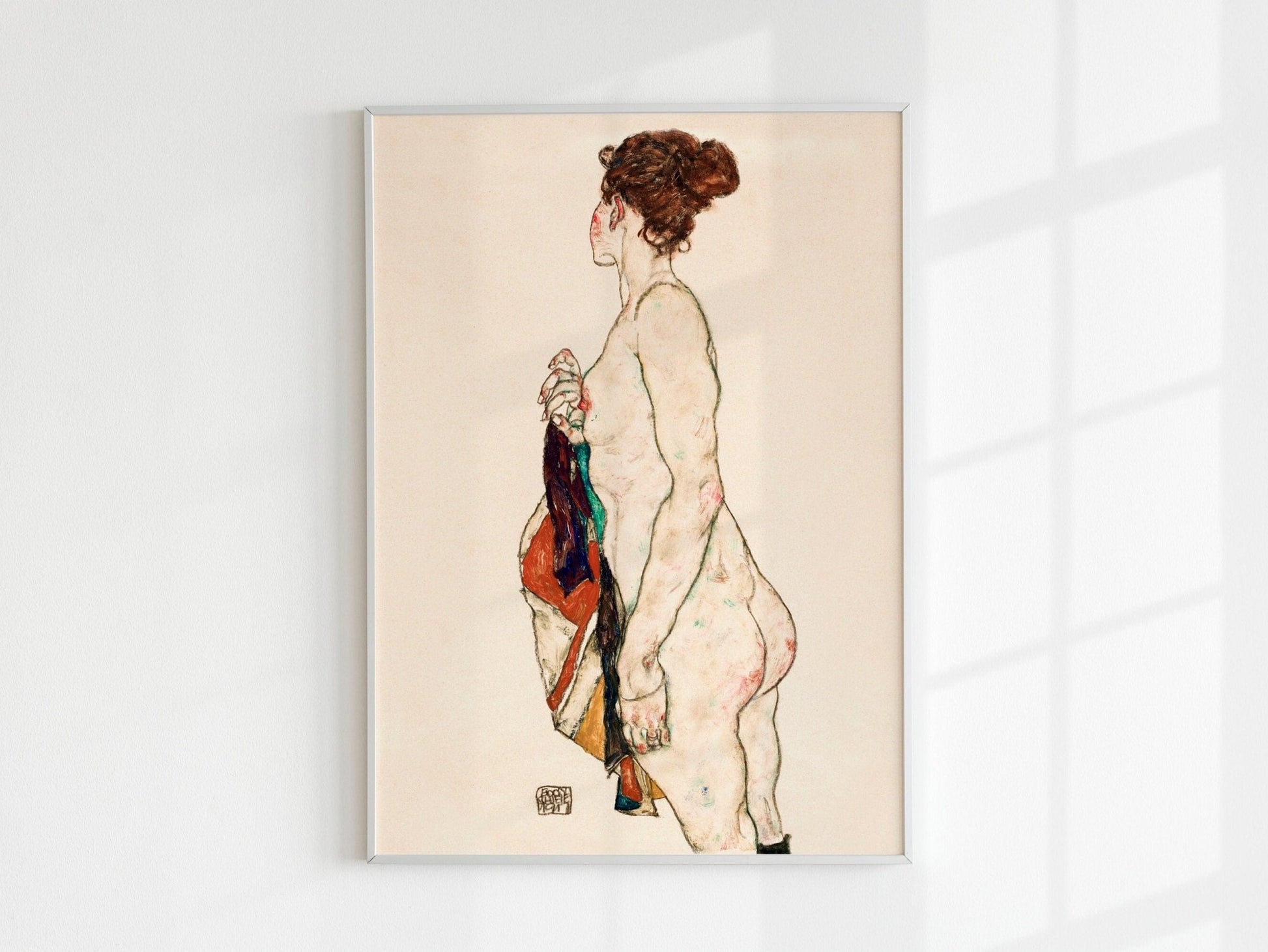 EGON SCHIELE - Standing Nude Woman With A Patterned Robe - Pathos Studio - Art Prints