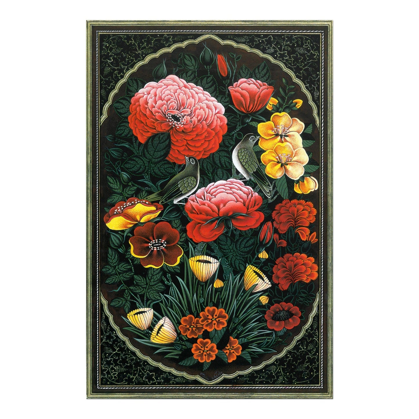 Gol-o-Morgh (Blume und Vogel) Traditionelle persische/islamische Tazhib-Kunst