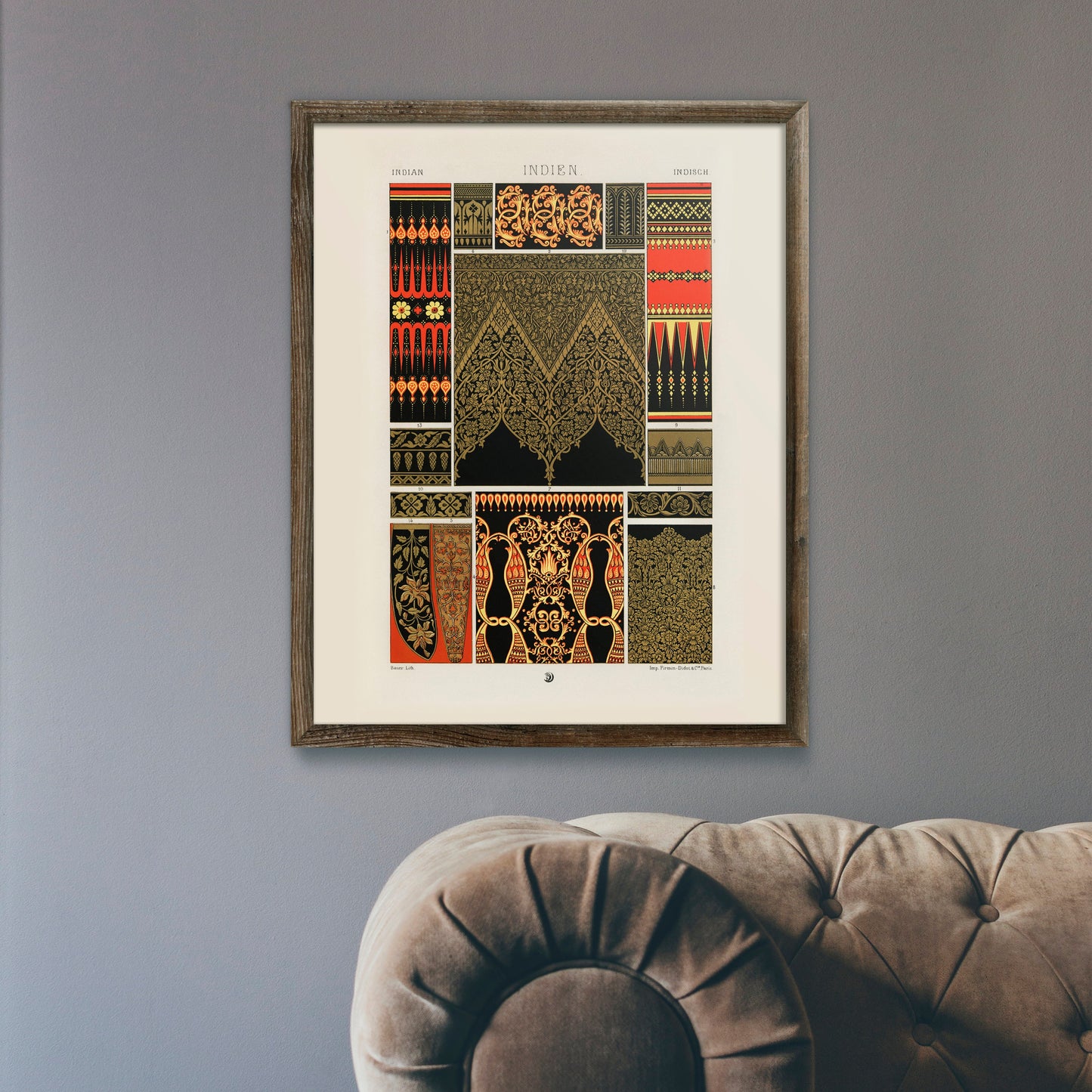 ALBERT RACINET - Indian Pattern Lithograph from 'L'ornement Polychrome'