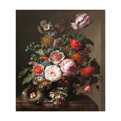 RACHEL RUYSCH - Flowers In A Vase With A Bird's Nest