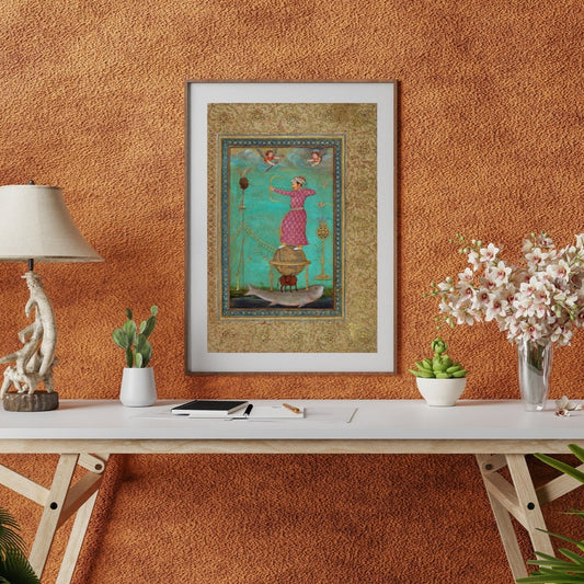 Jahangir And The Head Of Malik Ambar (Traditional Persian Miniature Art) - Pathos Studio - Posters, Prints, & Visual Artwork