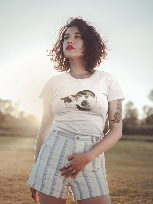 KONO BAIREI - Sleeping Cat T-Shirt - Pathos Studio - Shirts & Tops