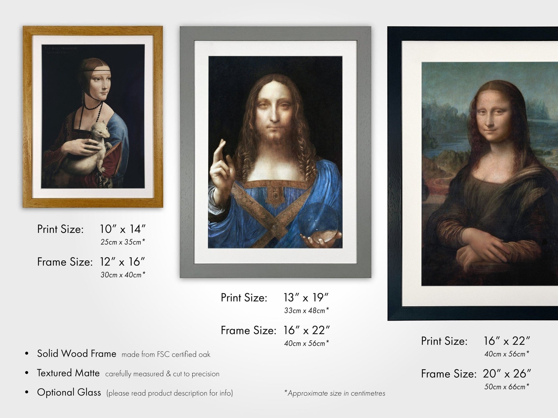 LEONARDO DA VINCI - Set Of 3 Famous Portraits - Pathos Studio - Art Print Sets